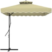 Ombrellone Decentrato 2.5x2.5 m con Base a Croce e Apertura a Manovella, in Metallo e Poliestere Beige