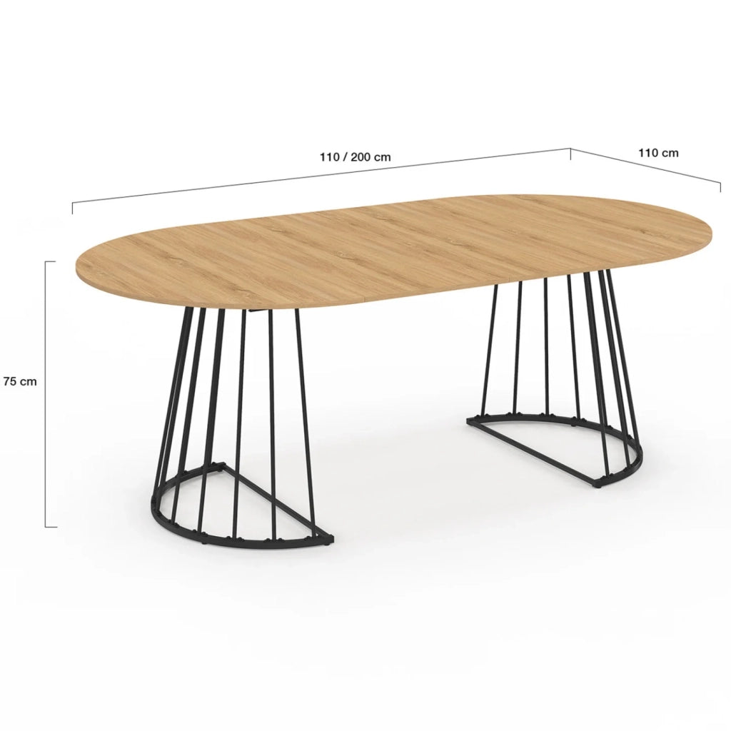 IDMarket - YUNA tavolo da pranzo rotondo allungabile 4-10 persone legno e nero 110 - 200 cm