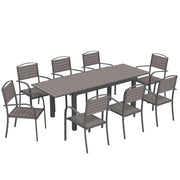 Set  9 Pezzi Pranzo da Esterno con Tavolo Estensibile in Alluminio e 8 Sedie Grigio