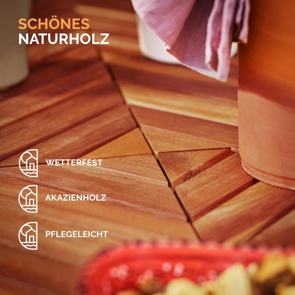 ® Set Tavolo Bar 110x75x75cm 2x Sgabelli in Legno di Acacia da Esterno Interno Design Rustico Resistente Giardino Terrazza