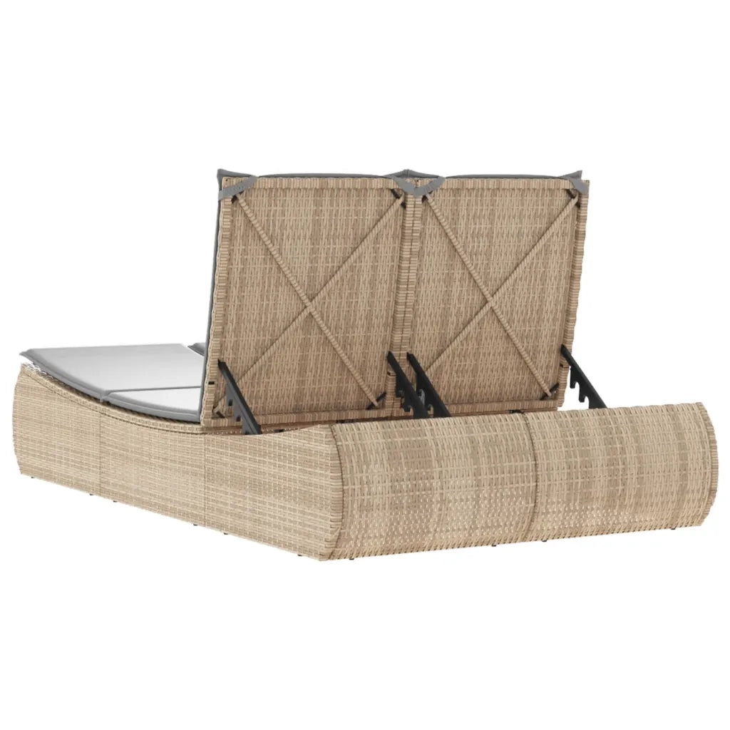 Lettino Prendisole | Sdraio da giardino | Lettino da sole con Cuscini Beige in Polyrattan