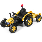 Trattore elettrico per bambini con rimorchio e telecomando, Trattore giocattolo con cintura di sicurezza Giallo-Macchinine giocattoli