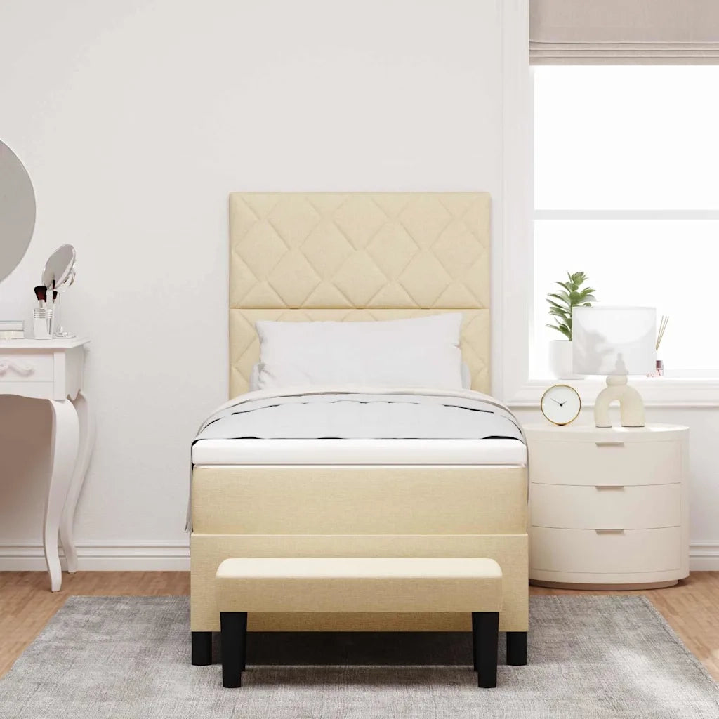 Letto a molle con materasso Crema 100 x 200 cm Tessuto