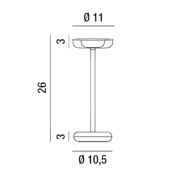 LAMPADA DA TAVOLO A LED RICARICABILE GRIGIO SCURO LUCE CALDA 3000K SOAP PERENZ