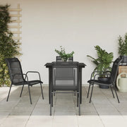 Set da Pranzo da Giardino 5 pz Nero in Acciaio e Textilene 3200683