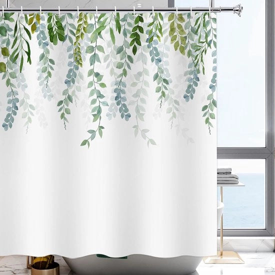 Douchegordijn con Motivo di Eucalipto - Impermeabile - 1 pezzo - 200 x 220 cm