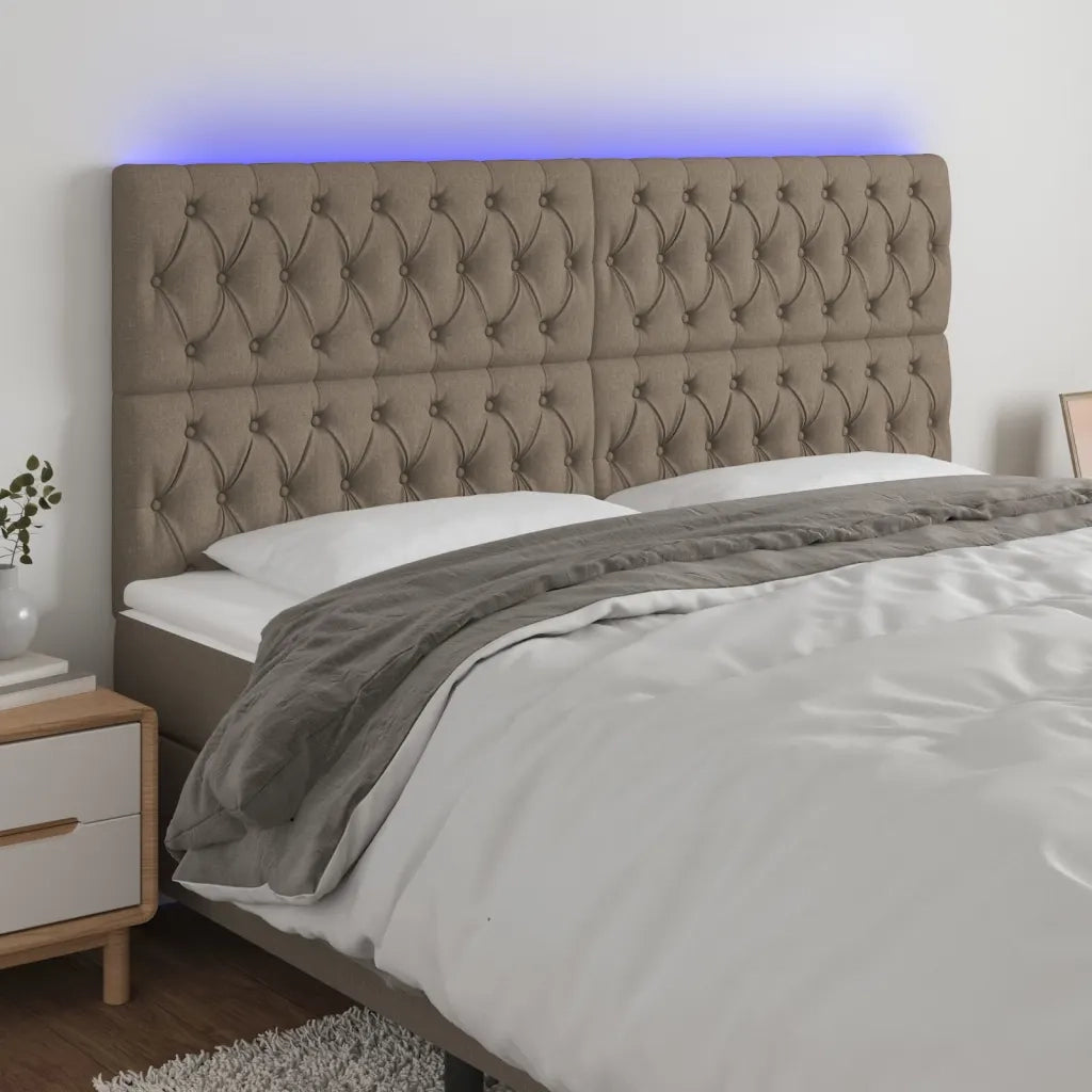 Testiera | Testata a LED tortora 200x7x118/128cm in Tessuto