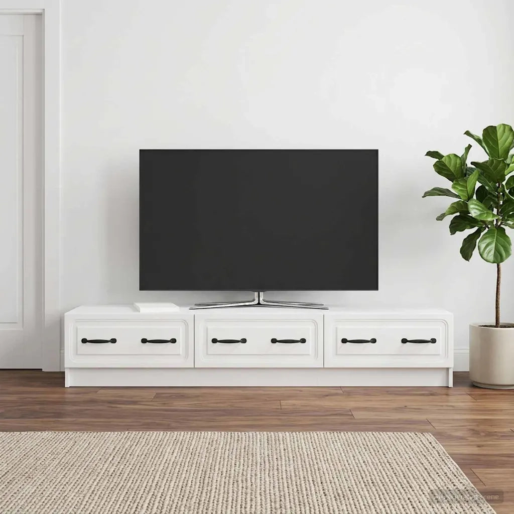 Mobile TV Bianco Lucido 147 x 34,5 x 27 cm Legno ingegnerizzato 895859