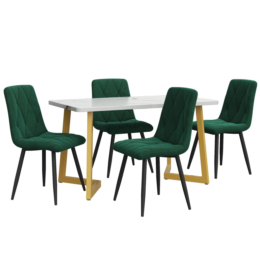 Set tavolo e 4 sedie 117x68 cm moderno MDF verde