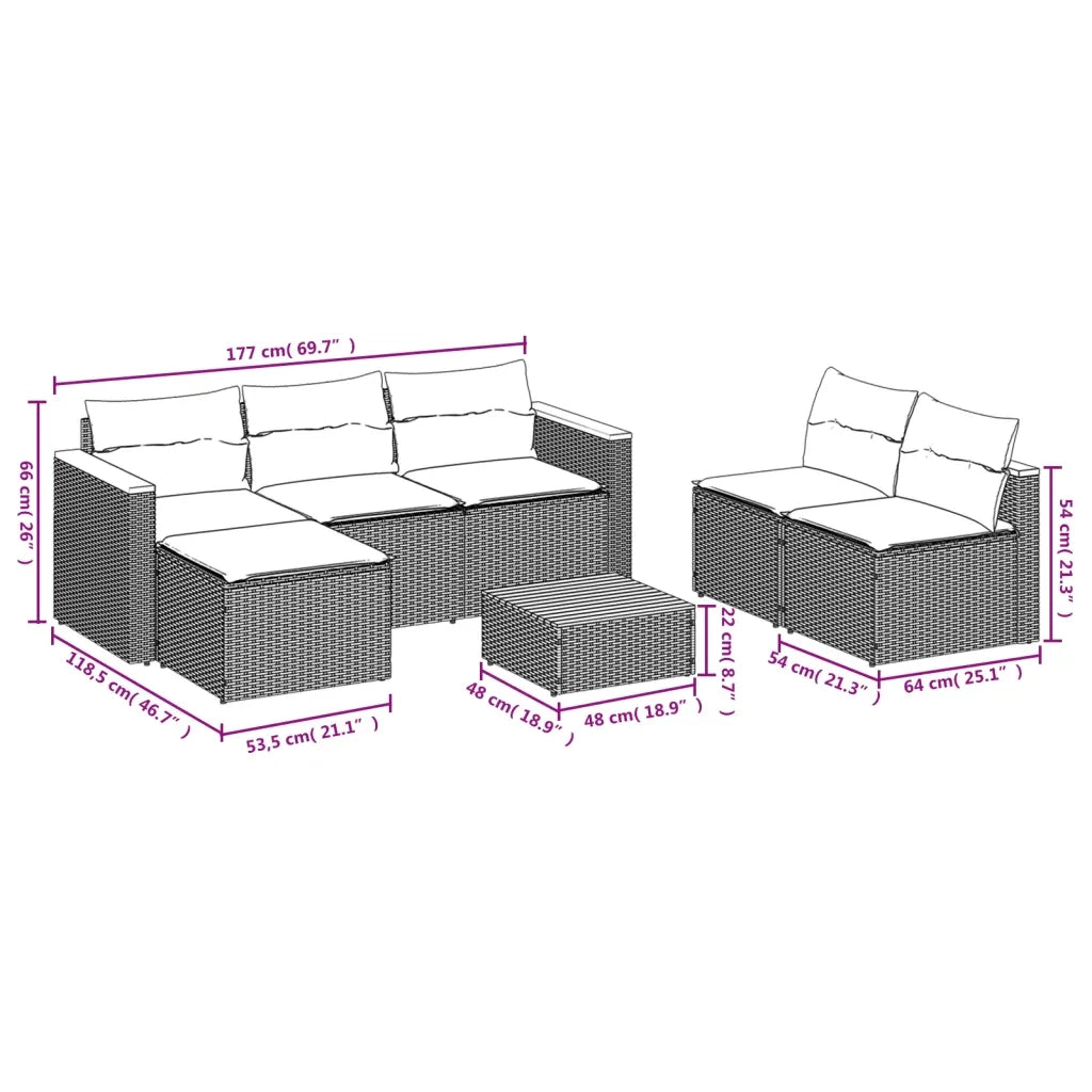 Set Divano da Giardino 5 pz con Cuscini Beige Polyrattan Acacia 3213539