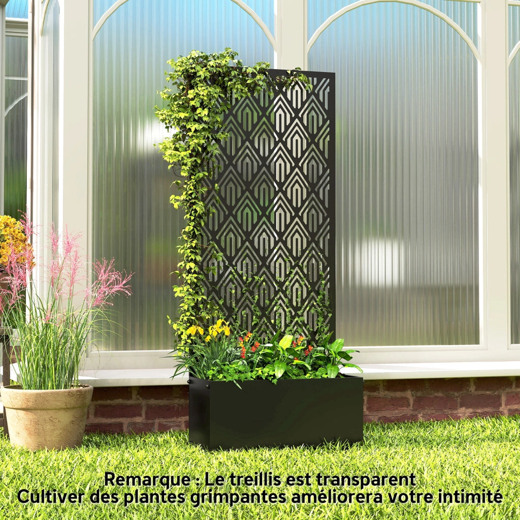 Fioriera con griglia e frangivento per rampicanti ¨C Zephmum ¨C Nero, metallo, 45x21.5x110 cm