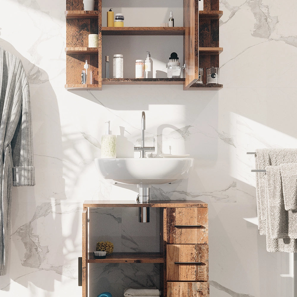 Vicco Set di mobili da bagno Rovere rustico 2 parti