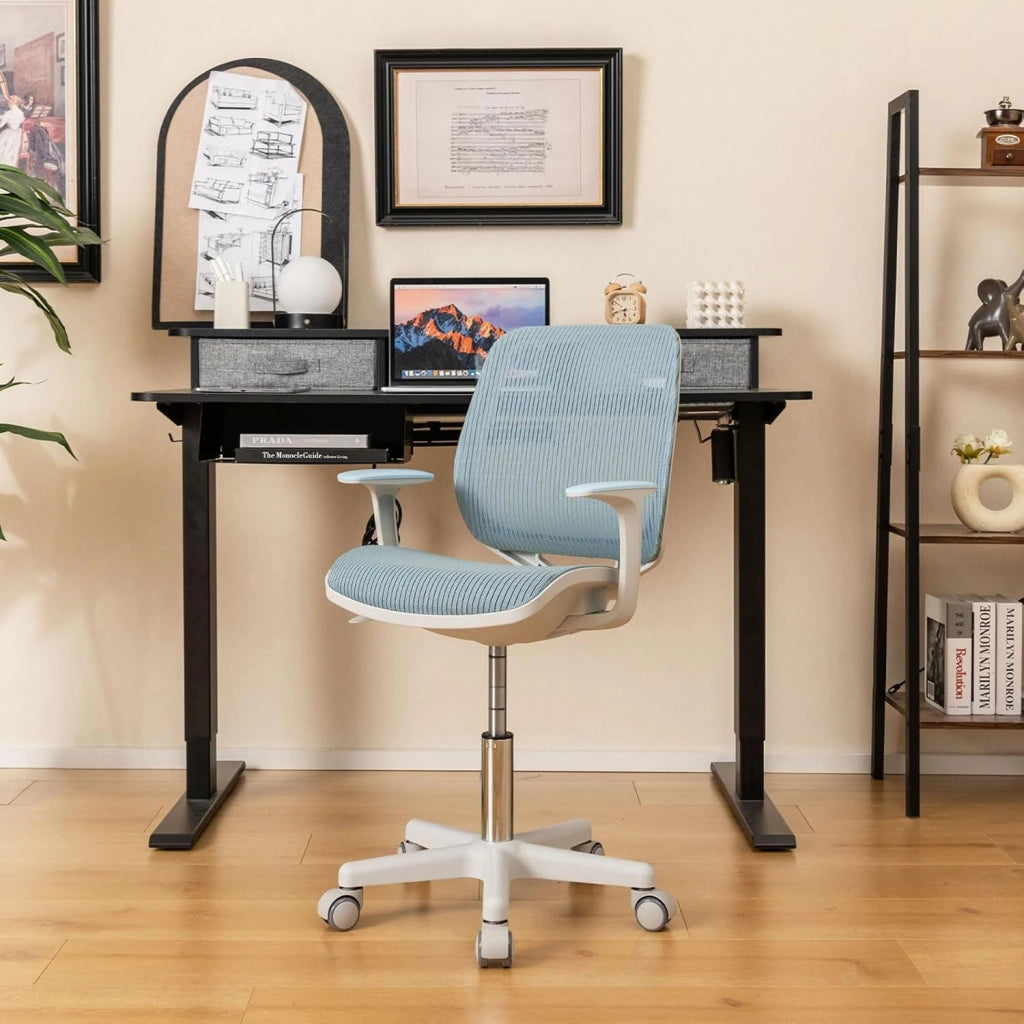 Sedia da Scrivania Girevole per Bambini (Blu, Ruote Ordinarie) | con Altezza Regolabile, 5 Ruote, Braccioli Morbidi, Mobile Ergonomica per Bambini 6-15 Anni