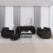 Set Divani 4 pz con Cuscini Nero in Tessuto