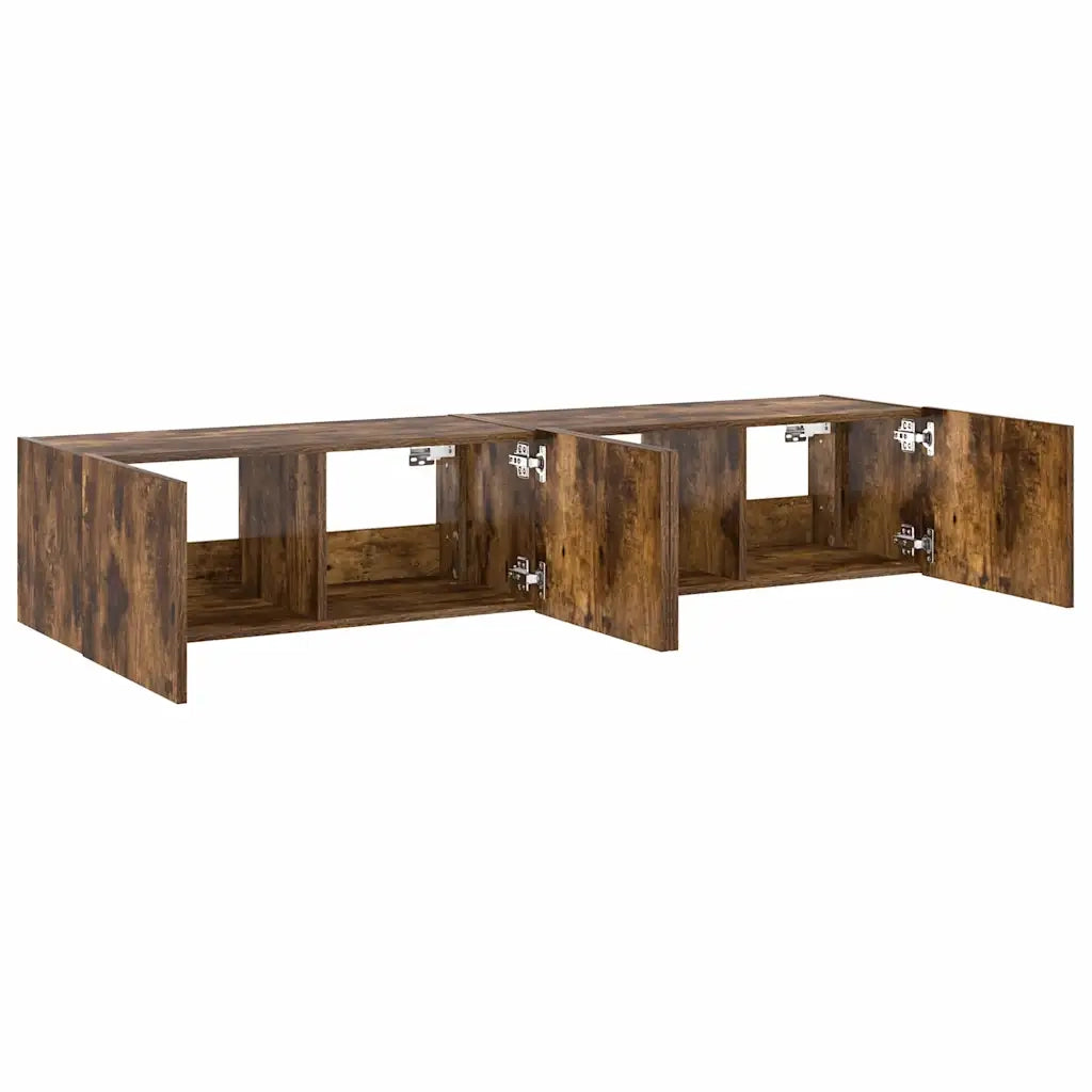 Mobili TV a Parete con Luci LED 2pz Rovere Fumo 80x35x31 cm 837290