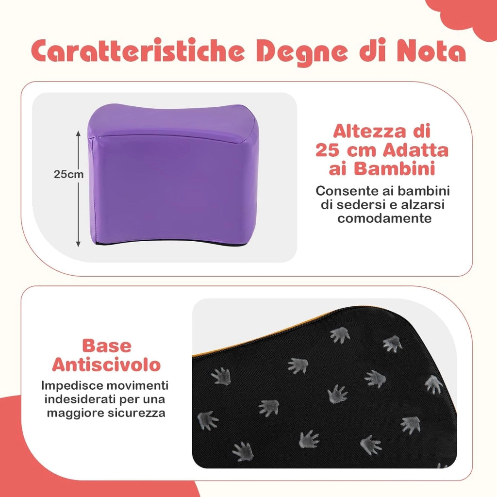 Set di Sgabelli Modulari per Bambini, 6 Sgabelli a Forma di Farfalla con Copertura in Finta Pelle Staccabile e Spugna ad Alta Elasticità, Fondo Antiscivolo, per Camere dei Bambini e Asili