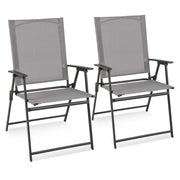 Set di 2 comode ed ergonomiche sedie pieghevoli da giardino 62 x 58 x 96 cm in metallo grigio 20_0012422