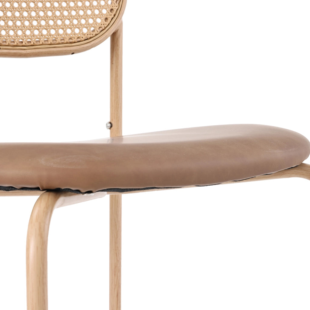 SEDIA da pranzo Set da 4 pezzi in Rattan, PU e Metallo Marrone