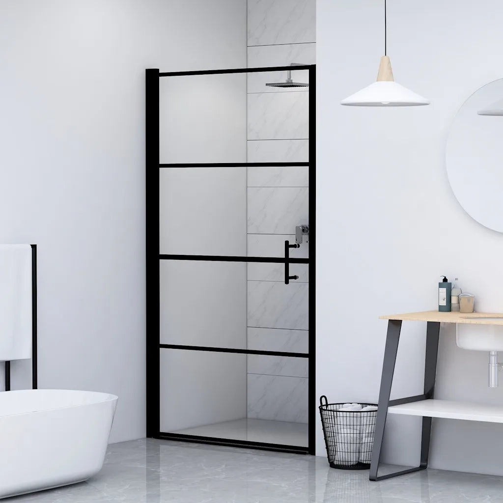 Porta per Doccia in Vetro Temperato 81x195 cm Nera