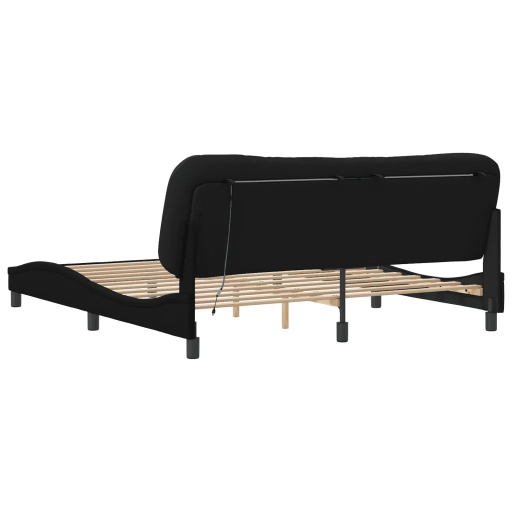 Giroletto con LED senza Materasso-Struttura Letto Hvar Nero 180x200 cm in Tessuto