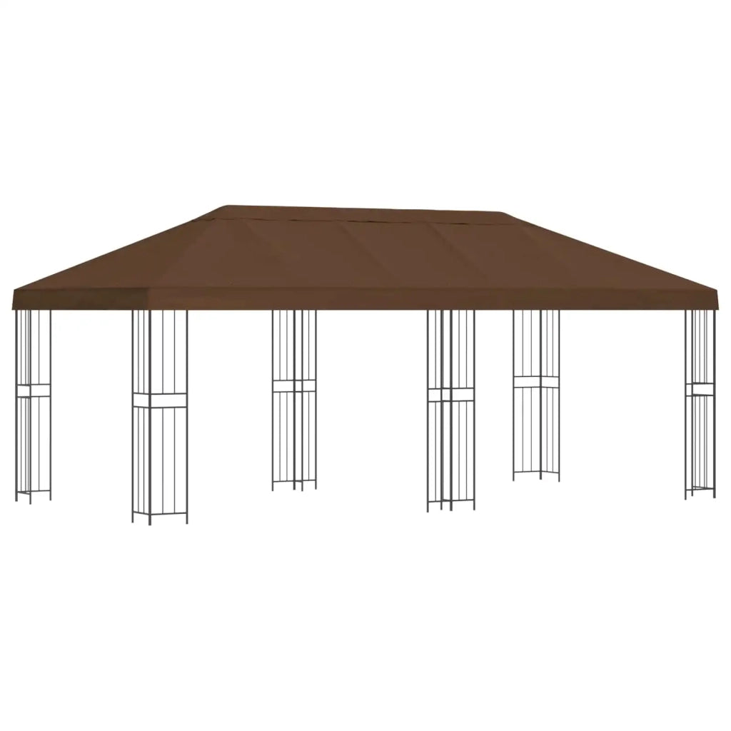 Gazebo con pareti laterali 6 x 3 m Marrone Poliestere e Acciaio
