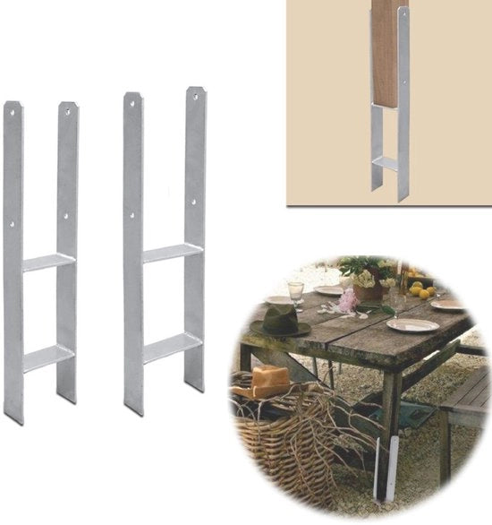 Supporto a Parete H per Legno - 111MM - Supporto a Colonna H Forma Totale Lunghezza 600 mm