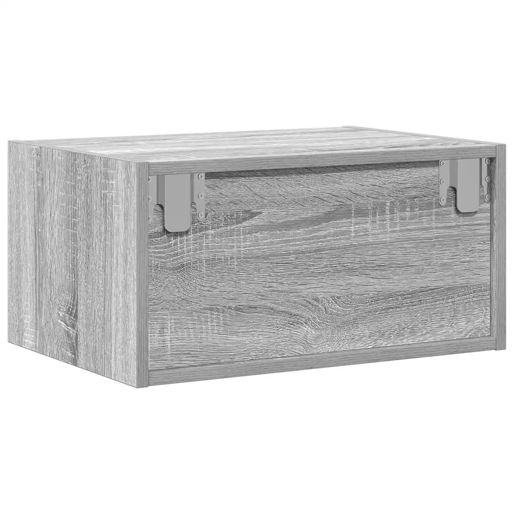 vidaXL Comodino a Parete con luci LED Grigio Sonoma