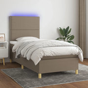Letto a Molle con Materasso e LED Tortora 90x200 cm in Tessuto cod mxl 60505