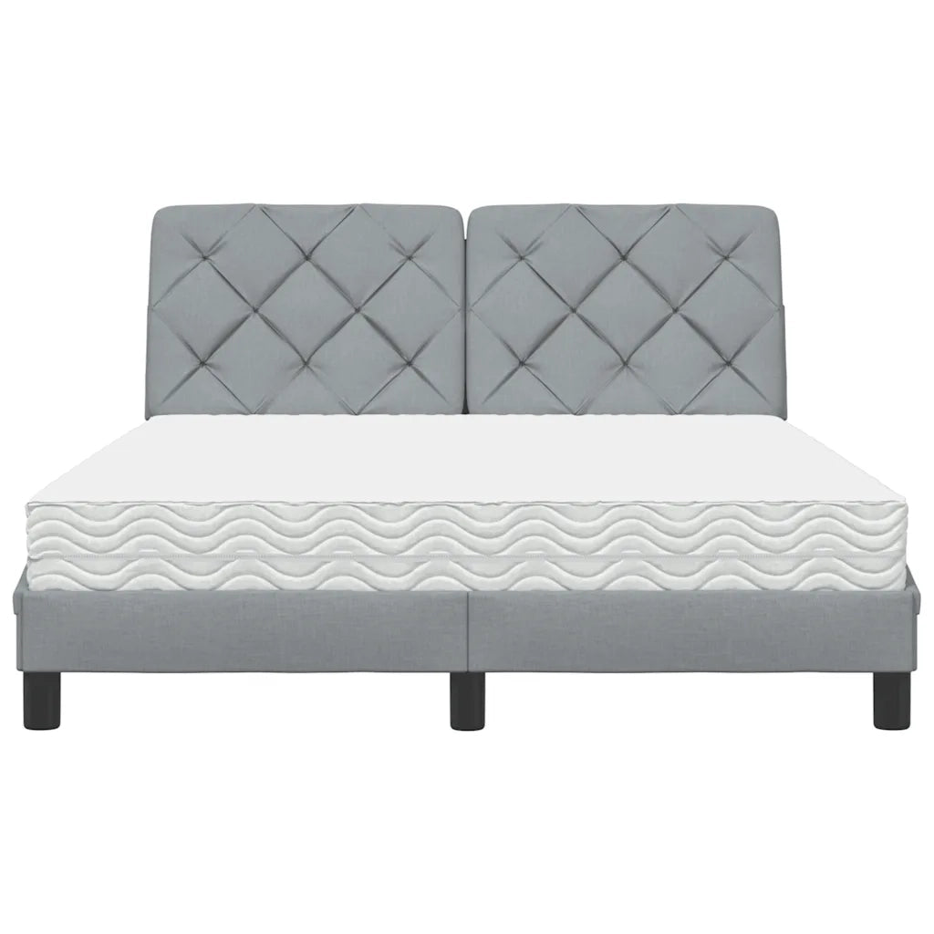 Letto con Materasso Grigio Chiaro 120x200cm Tessuto