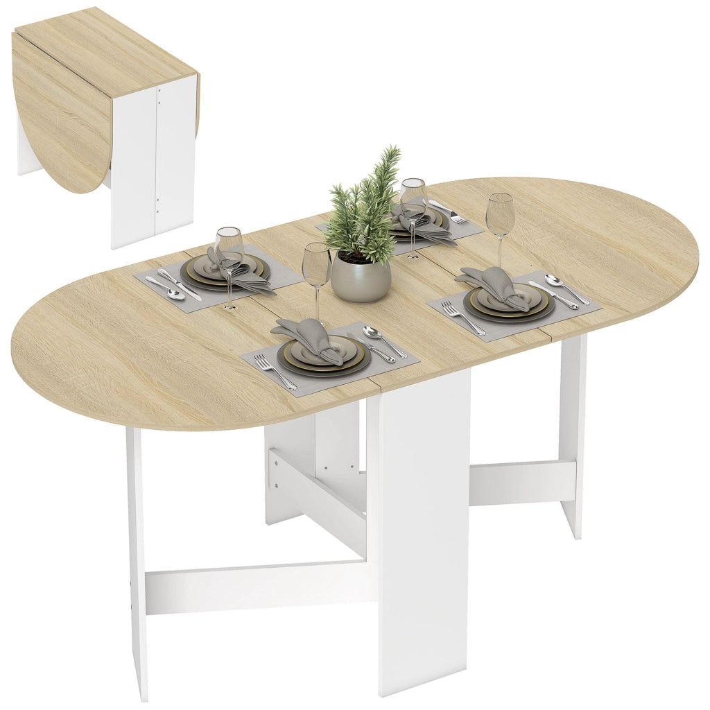 Tavolo da pranzo pieghevole ¨C zephmum ¨C legno naturale ovale per 6 persone