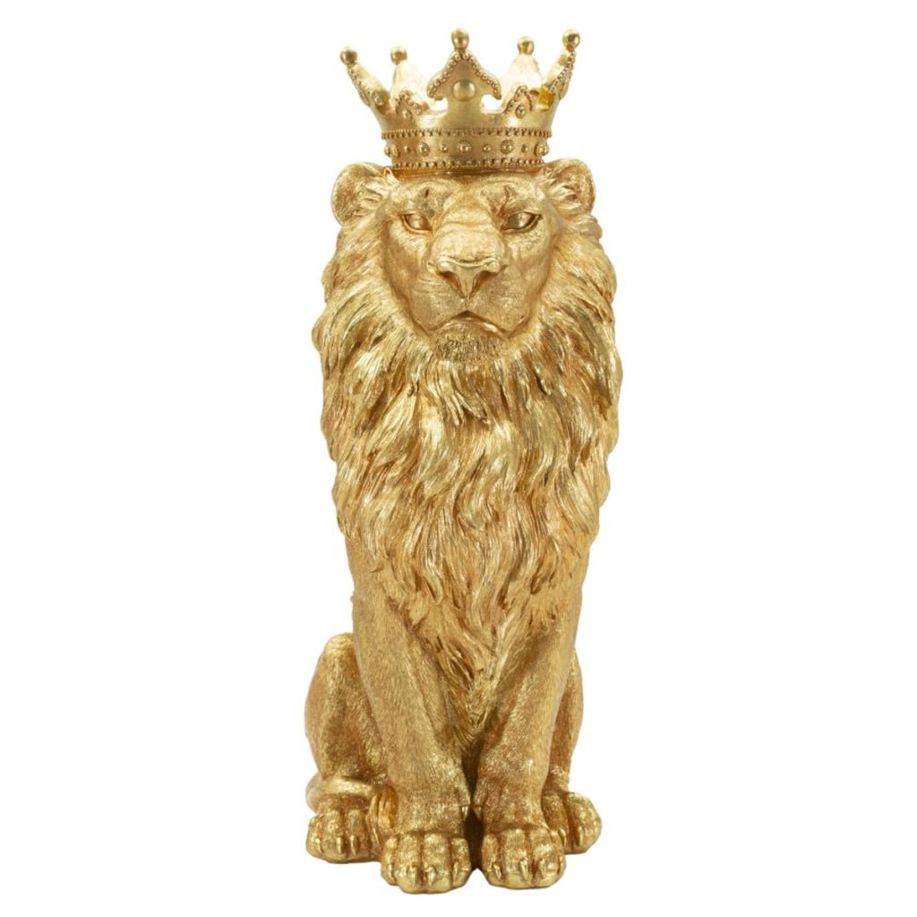 Scultura Leone 1, Oro, Poliresina, 30x42x74 cm
