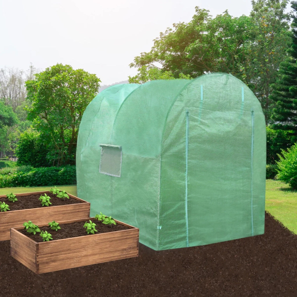 Serra da Giardino a Tunnel da Esterno in Polietilene Resistente alla Corrosione e Raggi UV Telaio in Ferro Galvanizzato per Piante Giardinaggio - 19mm - 4m x 2m