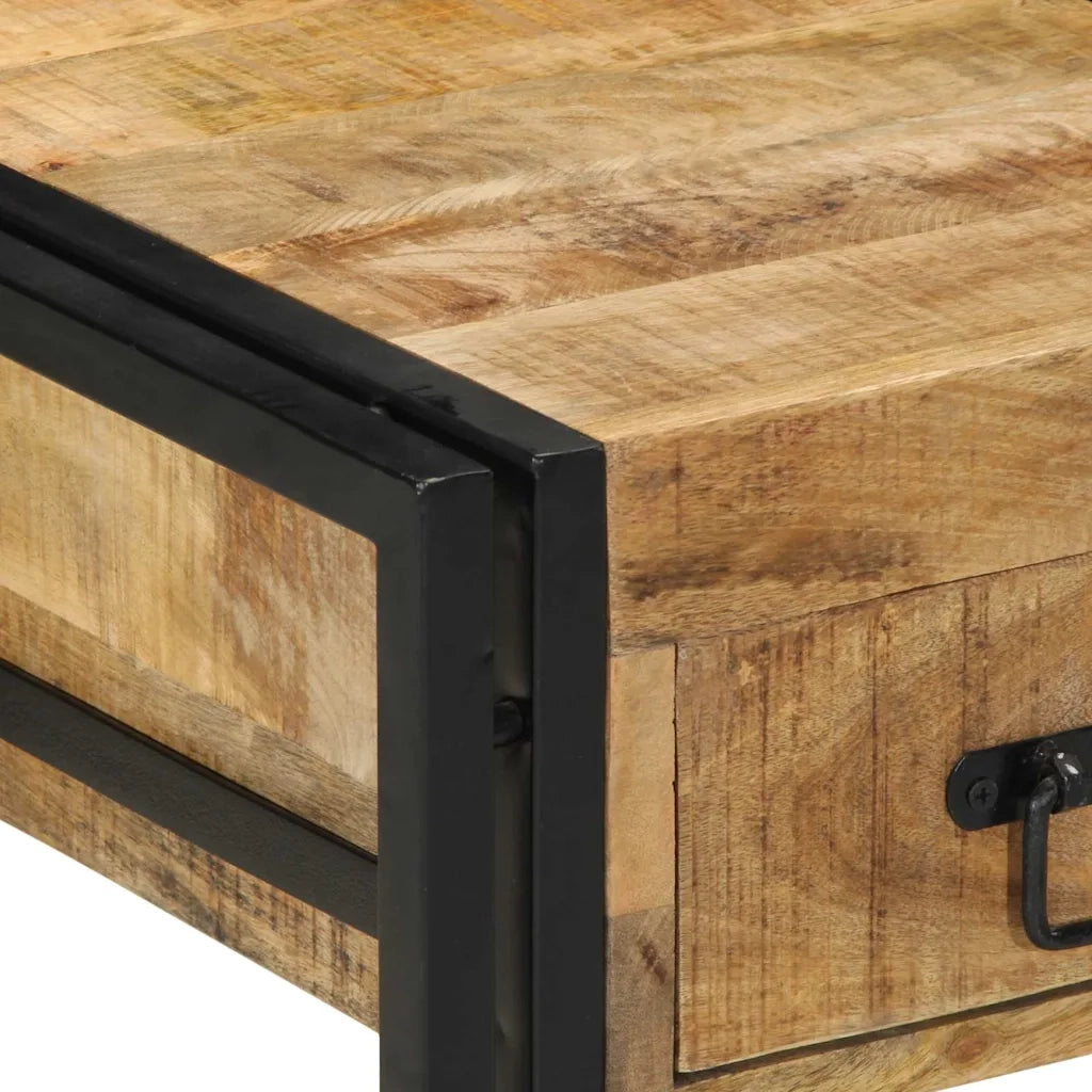 Comodini 2 pz-Set di 2 Tavolino da notte 40x40x50 cm in Legno Massello di Mango Grezzo