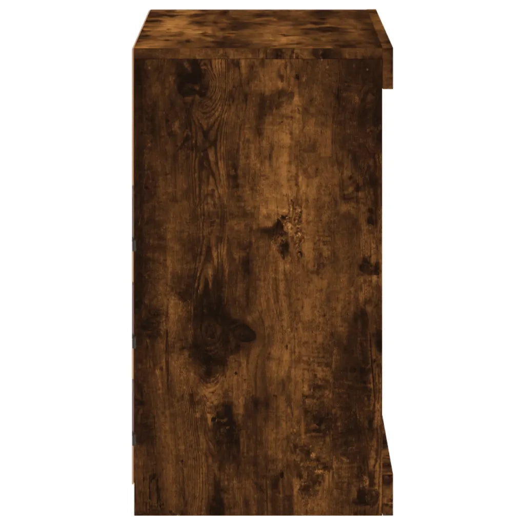 Credenza con Luci LED-Buffet-Armadio da cucina Rovere Fumo 60,5x37x67 cm