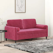 Divano a 2 Posti con Cuscini-Sofa 2 Posti con Cuscini Rosso Vino 140 cm in Velluto 961977