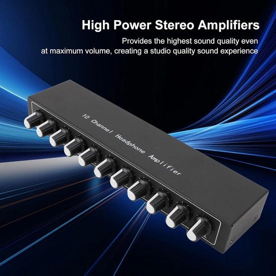 Amplificatore di Altoparlante 10 canali Portatile Metallico Divisore Altoparlanti Equalizzatore Studio Podio .