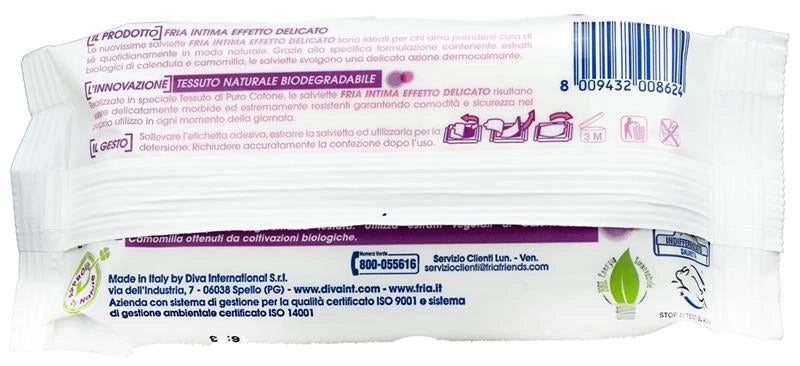 FRIA SALVIETTE UMIDIFICATE PER IGIENE INTIMA  ALLA CALENDULA O SALVIA 12 PEZZI
