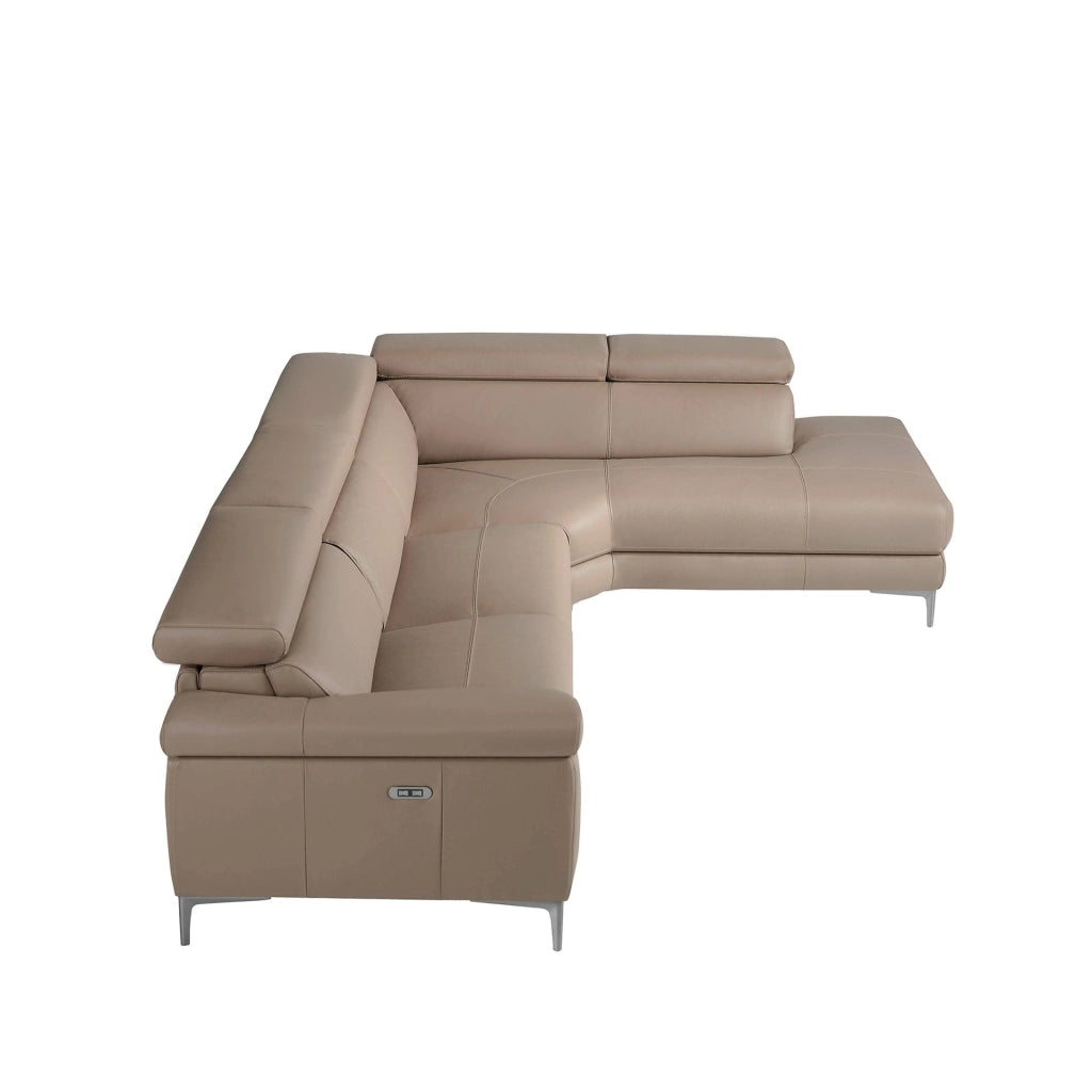 Divano relax con chaise longue destra in pelle di visone
