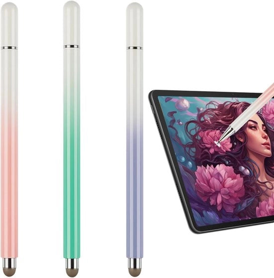 Penna stilo touch 3 in 1 universale per tablet touchscreen compatibile con Galaxy/Xiaomi/iPad (blu + rosa + verde)