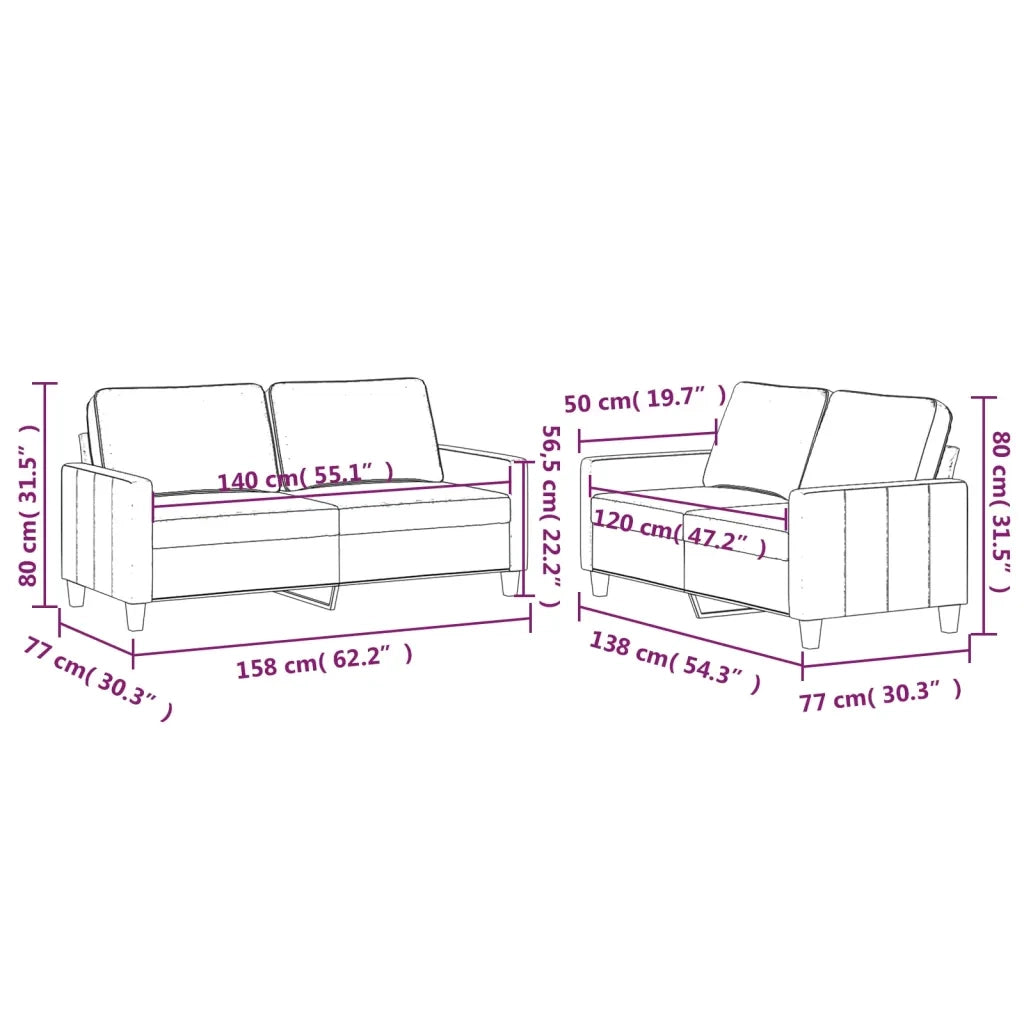 Set di Divani 2 pz con Cuscini Grigio Scuro in Velluto 3201497