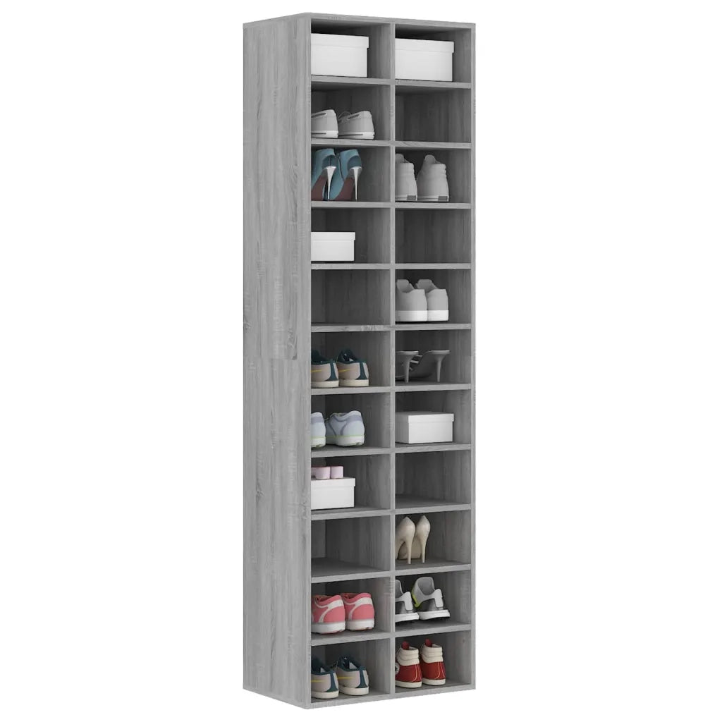 Scarpiera-Scaffale per scarpe Grigio Sonoma 54x34x183 cm in Legno Multistrato