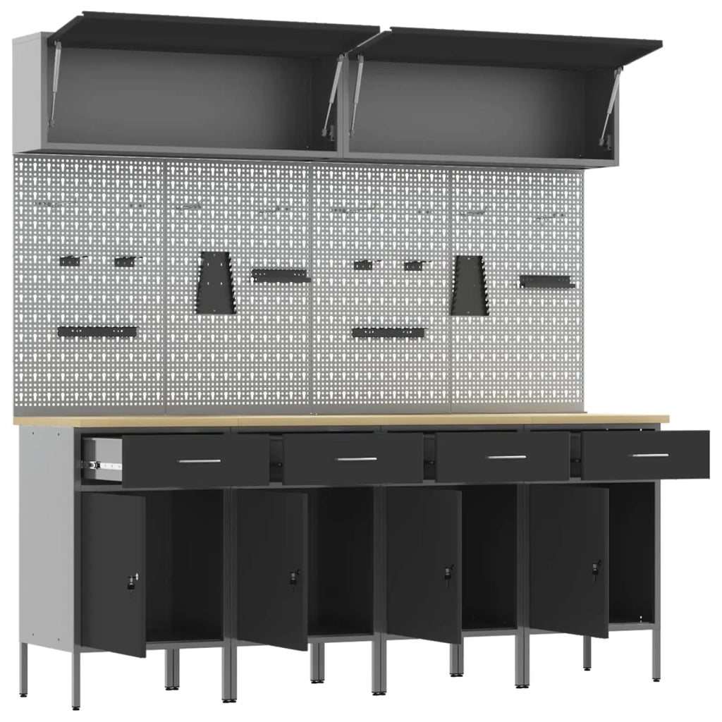 Set di mobili da lavoro con cassetto con blocco 10 pcs Nero 3321486