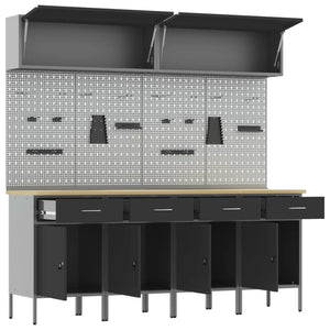 Set di mobili da lavoro con cassetto con blocco 10 pcs Nero 3321486