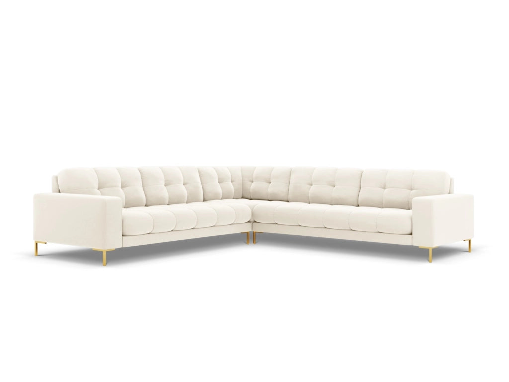 Cosmopolitan Design - Divano angolare reversibile "Bali" 6 posti in velluto beige chiaro 