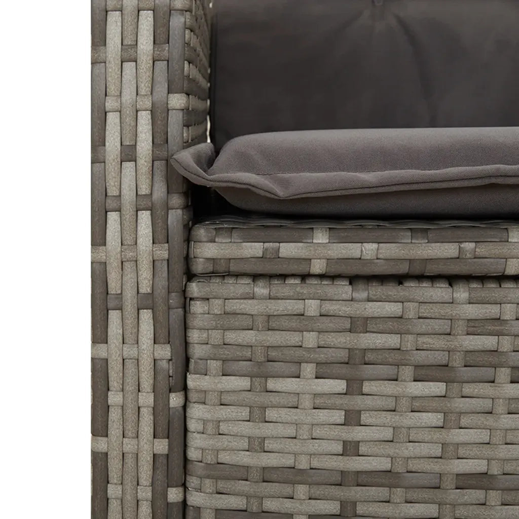 Set da Pranzo da Giardino 3 pz con Cuscini in Polyrattan Grigio 3212792