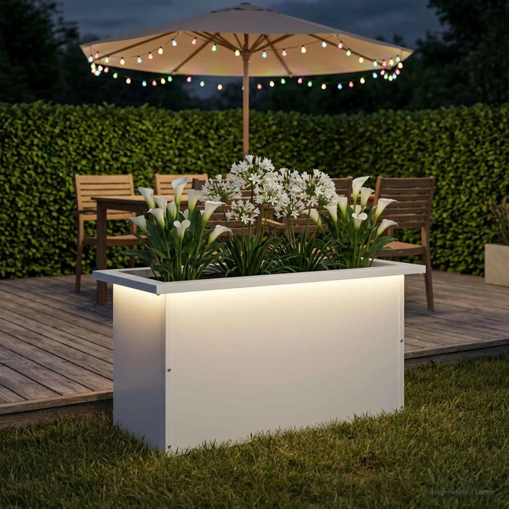 Fioriera da giardino con LED Bianco 30 x 60 x 30 cm Acciaio 8008086
