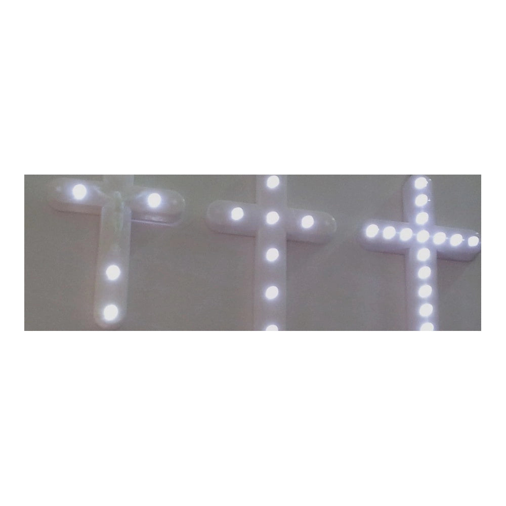 Trade Shop - Croce Crocetta Votiva A Luce Elettrica Con Cristo Luci Led Batterie Incluse -