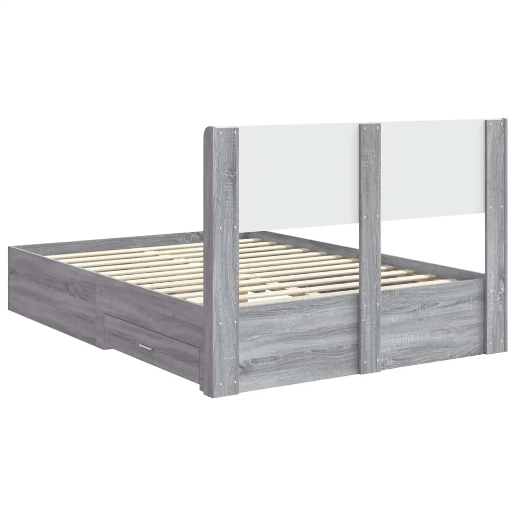 Struttura del letto con stoccaggio e testata-Giroletto con contenitore Sonoma grigio 764409