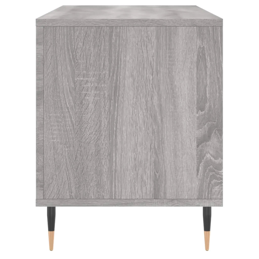 Mobile porta dischi in vinile classico 100 x 38 x 48 cm con ampio spazio contenitivo stile industriale legno Sonoma grigio 02_0049145