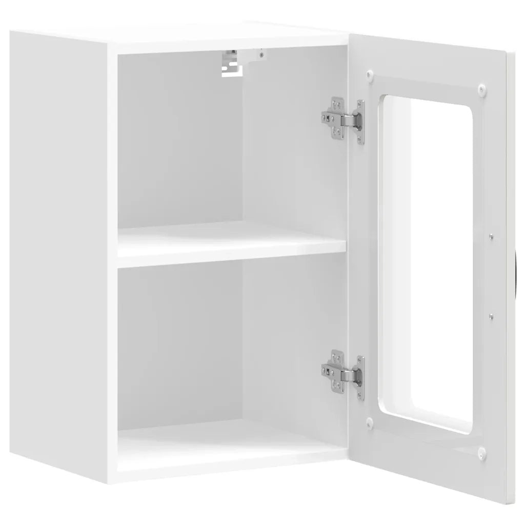 vidaXL Pensile da Cucina con Porta in Vetro Kalmar Bianco Truciolato